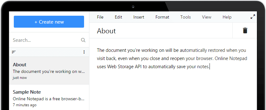 Panseo Online Notepad Screenshot
